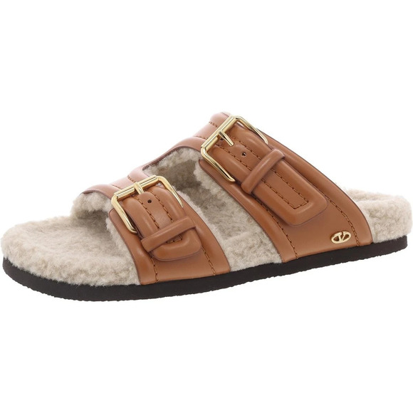 Valentino Garavani Shoes - Valentino Garavani Leather Slide Sandals Almond EU37 US6.5 NIB $1100 Luxury
